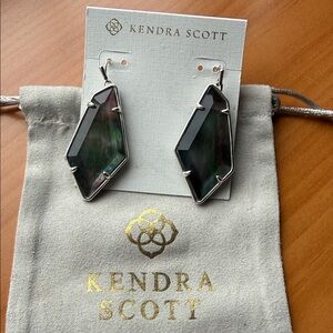Kendra Scott Silver Framed Black Mother of Pearl Earrings